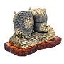Статуэтка с янтарем "Кот Тимка и Сова Уля на бревне", фотография 3. Интернет-магазин ЛАВКА ПОДАРКОВ