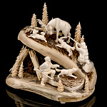 0061904-25*17*22см Рог лося Цевка мамонта Композиция "СЕЗОН ОХОТЫ"