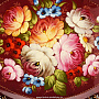Поднос расписной "Цветы" бордовый 47х36 см, фотография 2. Интернет-магазин ЛАВКА ПОДАРКОВ
