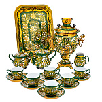   Хохлома НАБОР"ЛАНДЫШИ.ЧАЕПИТИЕ":САМОВАР 3л+СЕРВИЗ 6 персон