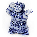 7781 Гжель Скульптура "Бабушка с ложками" 16*11см Авт.Черновы Л.и В  