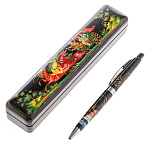 0063907-3/15,5*3,5*2см-ТРОЙКА ЛЕТО Художественная роспись РУЧКА шариковая в ШКАТУЛКЕ