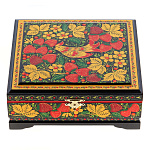 31012/17*17см  Хохлома Шкатулка в ассортименте КРАСН/ЧЕРН ФОН Р9 Н 0007