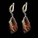 821938/9,81г  Серебро 925* СЕРЬГИ вст.Янтарь р/п