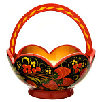 0020288/14*13/резная Хохлома ФРУКТОВНИЦА/КОНФЕТНИЦА 14*13см в ассортименте