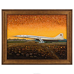 Картина янтарная "Самолет Ту-144" 30х40 см