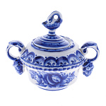 0072669 Гжель САХАРНИЦА "ЛЕБЕДЬ" в коб