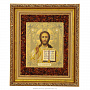 Настенная янтарная икона "Господь Вседержитель" 27х31,5 см, фотография 1. Интернет-магазин ЛАВКА ПОДАРКОВ