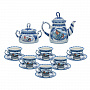 Чайный сервиз на 6 персон "Снегири". Гжель, фотография 1. Интернет-магазин ЛАВКА ПОДАРКОВ