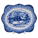 Тарелка декоративная "Зима в деревне". Гжель