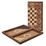 Нарды-шашки с янтарными фишками "Жасмин" 49х25 см