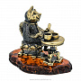 Статуэтка с янтарем "Кот с чашечкой кофе", фотография 4. Интернет-магазин ЛАВКА ПОДАРКОВ