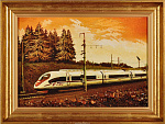 Картина янтарная "Поезд  "Сапсан"