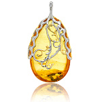 0068204/7,95г Серебро 925* ПОДВЕСКА вст.Янтарь/позолота/родий