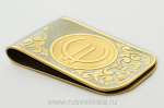 0013915 Златоуст ЗАЖИМ ДЛЯ ДЕНЕГ "Евро", позолота, в П/У