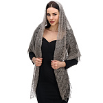 0059520 Пуховый платок ручной вязки оригинальный 150*150см  "ПАУТИНКА" серый