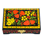 310144/12*8см Хохлома Шкатулка прямоугольная КЛУБНИКА12*8*3 см  Н0004