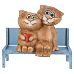 0073804  Сувенир КОМПОЗИЦИЯ  КОТЫ "ЛЮБЛЮ НЕ МОГУ" 100мм Б03