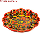 0063627  Хохломская роспись ПАСХАЛЬНИЦА "КЛУБНИЧКА" 12 яиц черный фон золотой кант