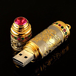 0050503/16ГГ Златоуст ФЛЕШКА "ПАНТЕРА" Фианиты, позолота в П/У