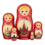 Матрешка "Храм Василия Блаженного" 5 мест