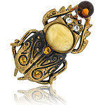 0051080/414.4 Брошь Жук скарабей (белый)