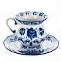 Чайная пара 250 мл "Летняя фантазия". Гжель, фотография 1. Интернет-магазин ЛАВКА ПОДАРКОВ