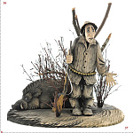 24003 Резьба по дереву Скульптура "Охотник" Ручная работа 
