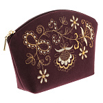 -2090000007282 Сумка тк.бархат Мод 258 Рис 772 А разм 14*21*3 /тк.бархат т-фиоле/4.23.06/ зол