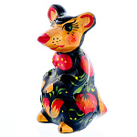 0051515 Хохлома СИМВОЛ ГОДА 2020 Мышь с бантом 8см (фарфор)