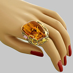 7200482/фиан/сред.вес 12-,14г  Серебро 925* КОЛЬЦО вст.Янтарь-фианит р/п