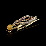 825952/фианит/5,65г  Серебро 925* БРОШЬ  вст.Янтарь фианит п/п