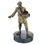 10622 Бронза скульптура"Сеятель" 9,3*17см Змеевик