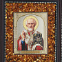 Икона янтарная "Николай Чудотворец" 22х19 см, фотография 2. Интернет-магазин ЛАВКА ПОДАРКОВ