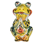 0078096 ГЖЕЛЬ Скульптура ЛЯГУШКА сидит, в цвете, h=6,5 см