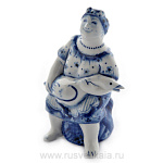 09324 Гжель Скульптура "Птичница" Авт.Черновы Л.и В 
