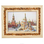 Панно янтарное "Московский Кремль зимой" 20х16 см