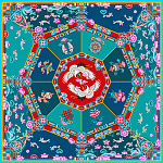  Сувенирный платок ДАЦАН 90*90см состав:шелк30% вискоза70% МД НиныРучкиной