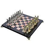 0040651/25*25см  Нат.камень ШАХМАТЫ с фигурами  "Римляне"Креноид