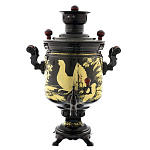 0056112/5л-банка Самовар жаровой "Глухарь"никель, чернение, гравировка