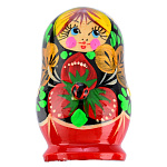 0035022 Сувенир МАГНИТ "ХОХЛОМСКАЯ МАТРЕШКА и б.коровка" 3,5*6см