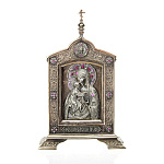 /8*12,5см Юв. Миниатюра Икона"Икона"Феодоровская Божья Матерь" Бронза Фианиты 