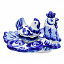 Пасхальница на 4 яйца "Курочка" с солонкой. Гжель, фотография 7. Интернет-магазин ЛАВКА ПОДАРКОВ