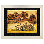 0063828-25*20см Картина янтарная "КАМЫШИ"  (кварцевый песок, янтарь, каменная крошка)