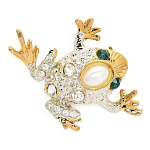-08199 Традиции ФАБЕРЖЕ  Брошь "ЛЯГУШКА С БЕЛЫМ КАМНЕМ"