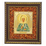 0065026-20*22,5см ИКОНА настенная "МАТРОНА МОСКОВСКАЯ" зеленый  (Янт.крошка)