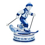 0076775 Гжель Скульптура "ЛЫЖНИК" 000926