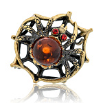 0045279/402.4 Брошь Паук на паутине (коньячный)