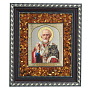 Икона янтарная "Николай Чудотворец" 22х19 см, фотография 1. Интернет-магазин ЛАВКА ПОДАРКОВ