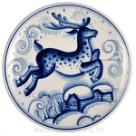 Гжель Тарелка настенная "Лошадка" в ассортименте Д14см Авт. Алехин С.С.